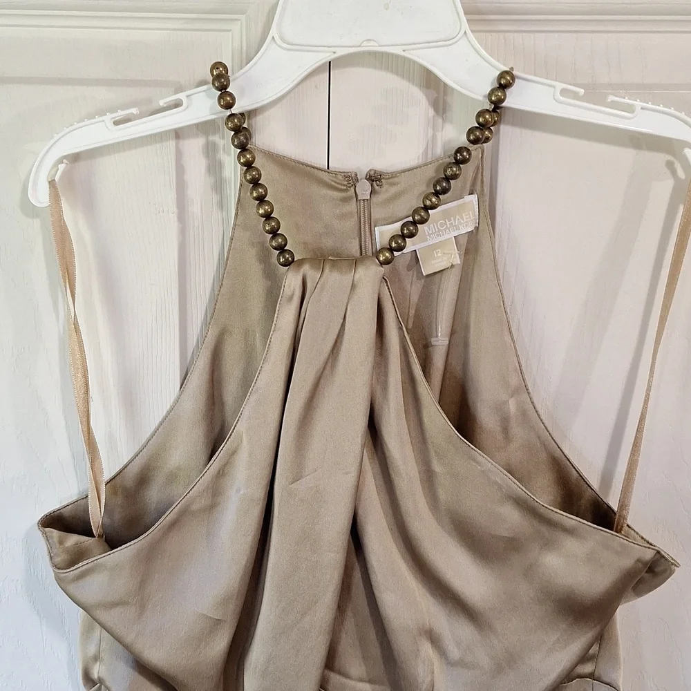 Michael Kors silk sleeveless blouse - 12 - gold/bronze beads - Picture 2 of 10